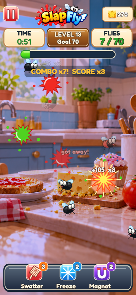 Gameplay mid-combo with splats